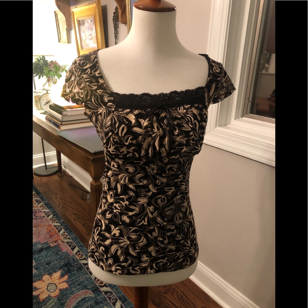 INC size P (xs) Black and Taupe Top
